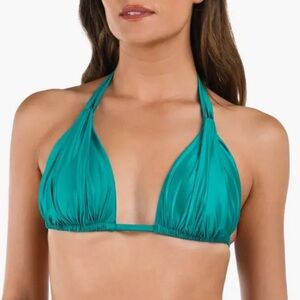 NWT La Blanca Earth Goddess Halter Triangle Top - Teal Size 10